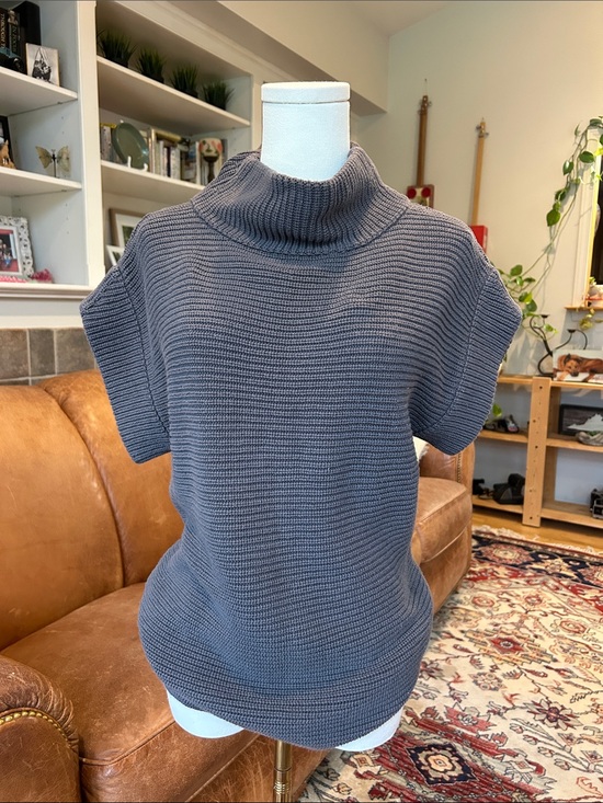 Ann Taylor Tops - Ann Taylor Ribbed Fold-Over Turtleneck Sweater - Gray